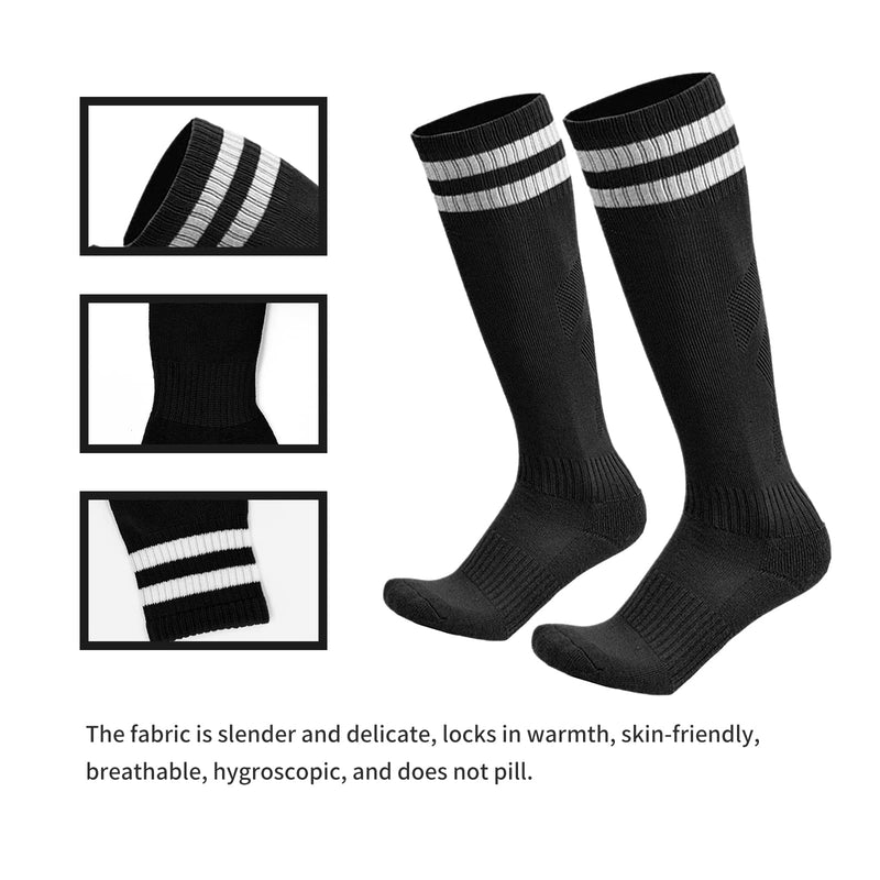 AIMISICAR Soccer Shin Guards Toddler Kids Youth, Shin Pads and Long Soccer Socks for 3-15 Years Old Boys and Girls for Football Games, Lightweight and Breathable Soccer Equipment Shin Guards + Socks, Black + Blue M ( 3'9" - 4'6" Tall ) - BeesActive Australia
