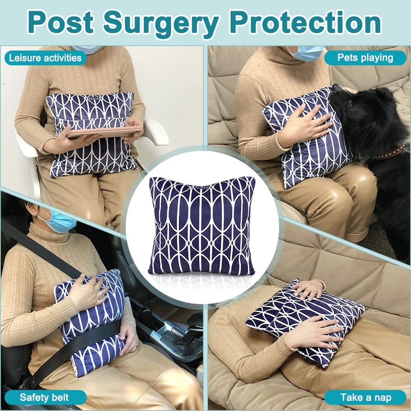 Hysterectomy Pillow After Surgery C-section Recovery Tummy Pillows for Stomach Body Pillow After Abdominal Surgery with Pocket for Hot Cold Pack Hernia Mastectomy Cervical Cancer Gift for Women (Blue) - BeesActive Australia