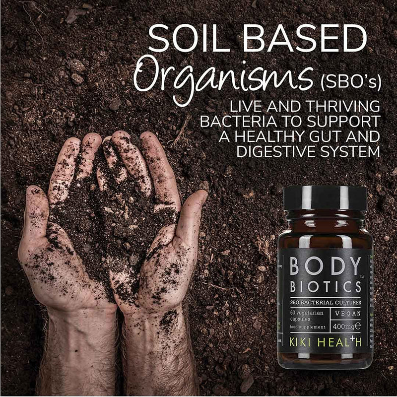 KIKI HEALTH Body Biotics Soil Based Organisms Supplement, SBO Bacterial Cultures, 60 Vegan Capsules, 1 pack Unflavoured 60 Count (Pack of 1) - BeesActive Australia