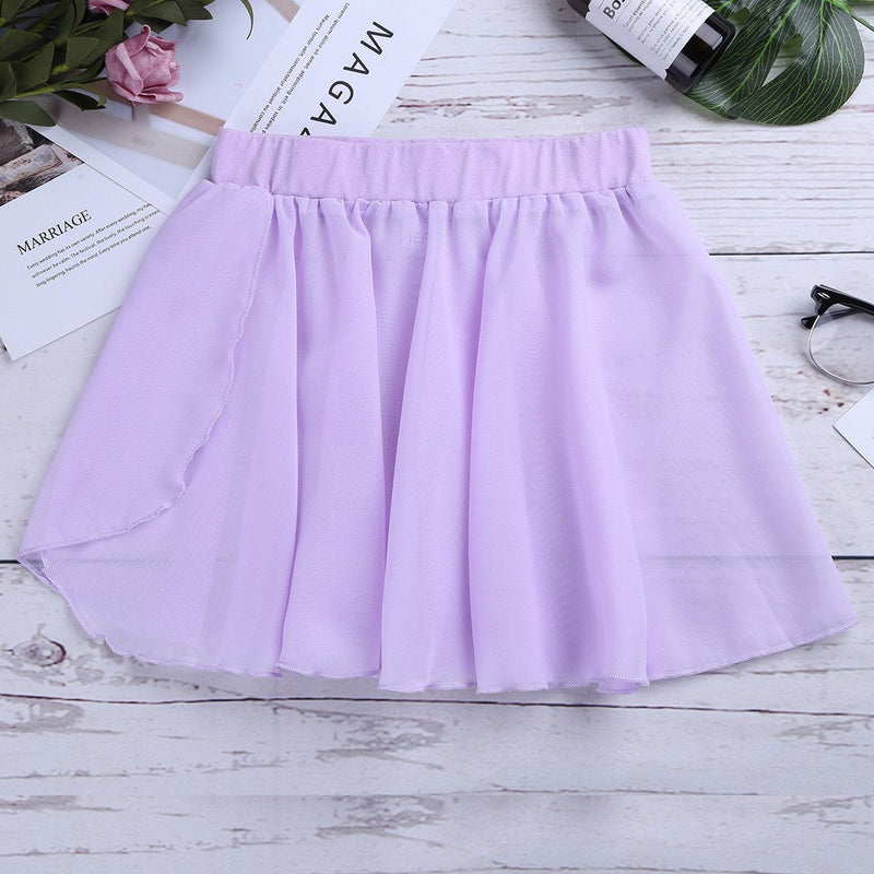 iiniim Kids Girls Basic Ballet Dance Chiffon Pleated Wrap Skirt Pull-On Skate Over Scarf Gymnastic Leotard Dancewear Purple 7-8 - BeesActive Australia