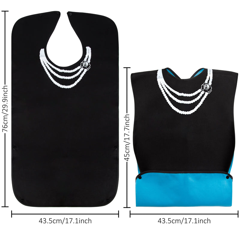 Heveer Bib for Adults Waterproof Bib with Crumb Compartment Press Studs for Seniors Women Men Black Pearl Chain Pattern - BeesActive Australia