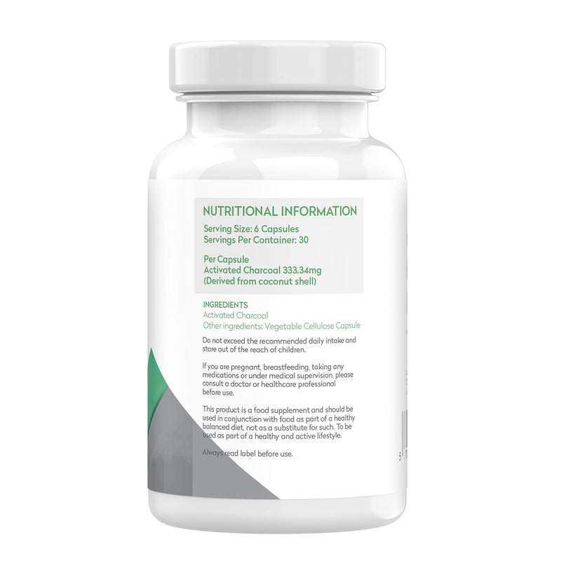 Activated Coconut Charcoal Capsules 2000mg Daily Serving | No Fillers/Bulking Agents | 180 Vegan Capsules | Non GMO Coconut for Bloating, Gas, Digestion, Flatulence | Natural Relief | Supplement - BeesActive Australia