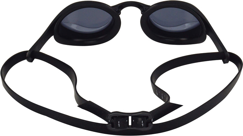 New Wave Swim Goggles with Protective Storage Case - Anti Fog Lenses, Four Nose Bridges for Triathlon & Open Water Swimming Nightfall = Smoke Lens in Black Frame - BeesActive Australia