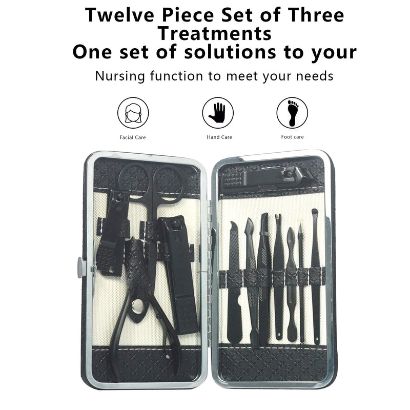Clipper Manicure Pedicure Kit Fingernails & Toenails with Portable stylish case (Black) High-End Professional Nail Care kit Manicure Grooming Set with PU Leather Case for Men Women - BeesActive Australia