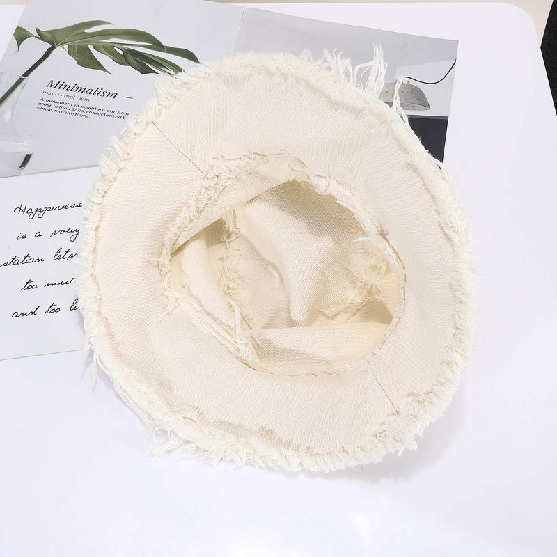 boderier Sun Hats for Women Summer Casual Wide Brim Cotton Bucket Hat Beach Vacation Travel Accessories Beige - BeesActive Australia