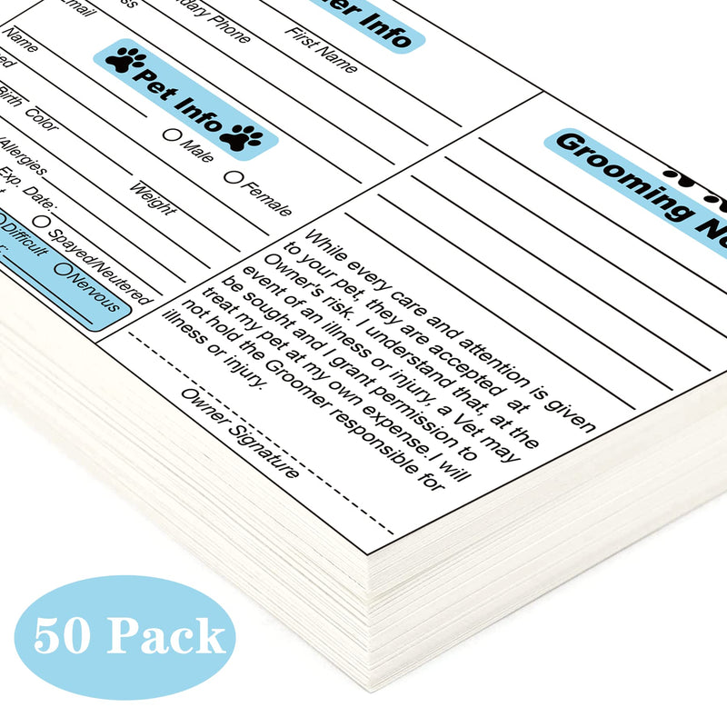 Dog Grooming Cards Groomer Information Check-in Cards for Pet Dog and Cat 4 x 6 Inch Groomer Client Profile Service Record Clip Card for Professional Pet and Cat Groomers, Kennel Care 50 Pack - BeesActive Australia