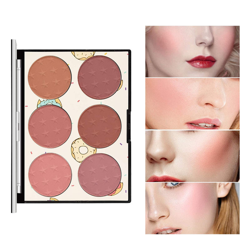 Ownest 6 Colors Face Blush Palette,Light Luxury Blush Palette Matte Blush Powder Bright Shimmer Face Blush,Contour and Highlight Blush Palette(with A Blush Brush)-Set A - BeesActive Australia