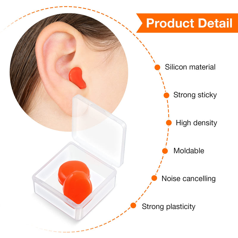 21 Pairs Ear Plugs for Sleeping Soft Reusable Moldable Silicone Earplugs Noise Cancelling Earplugs Sound Blocking Ear Plugs with Case for Swimming, Concert Airplane 32dB NRR (Blue, Orange, Rose Red) Blue, Orange, Rose Red - BeesActive Australia