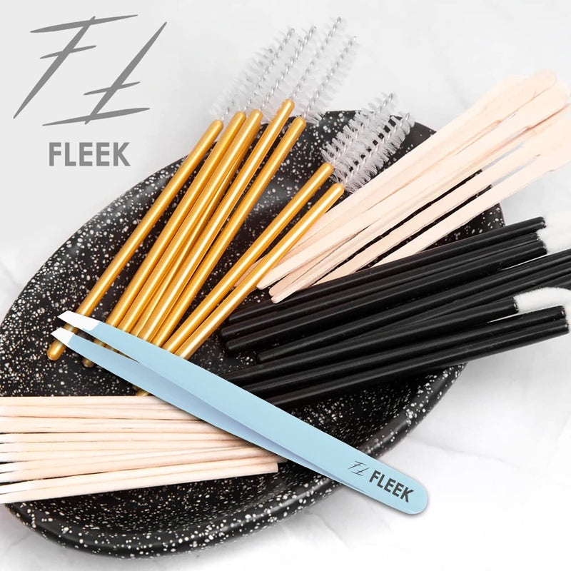 Fleek Eyebrow Tweezers Professional Best Stainless Steel Precision Tweezers Slanted Tweezers for Facial Hair Women & Men (Sky Blue) Sky Blue - BeesActive Australia