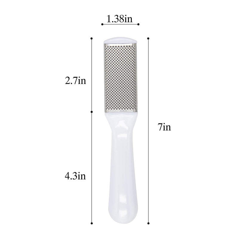 Double Sided Foot File Pumice Stone Pedicure Rasp Top Quality Stainless Steel Callus Remover and Skin Smoother White(1PCS) Double Sided and Straight Handle - BeesActive Australia