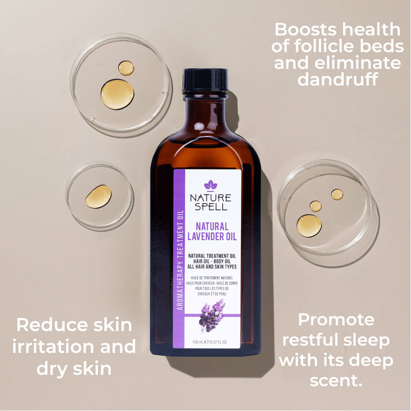 Nature Spell Lavender Oil for Hair & Skin 150ml � Hair Oil for Dandruff and Itchy Scalp, Dandruff Scalp Treatment - Body Oil to Reduce Skin Irritation and Promote Restful Sleep � Made in the UK - BeesActive Australia