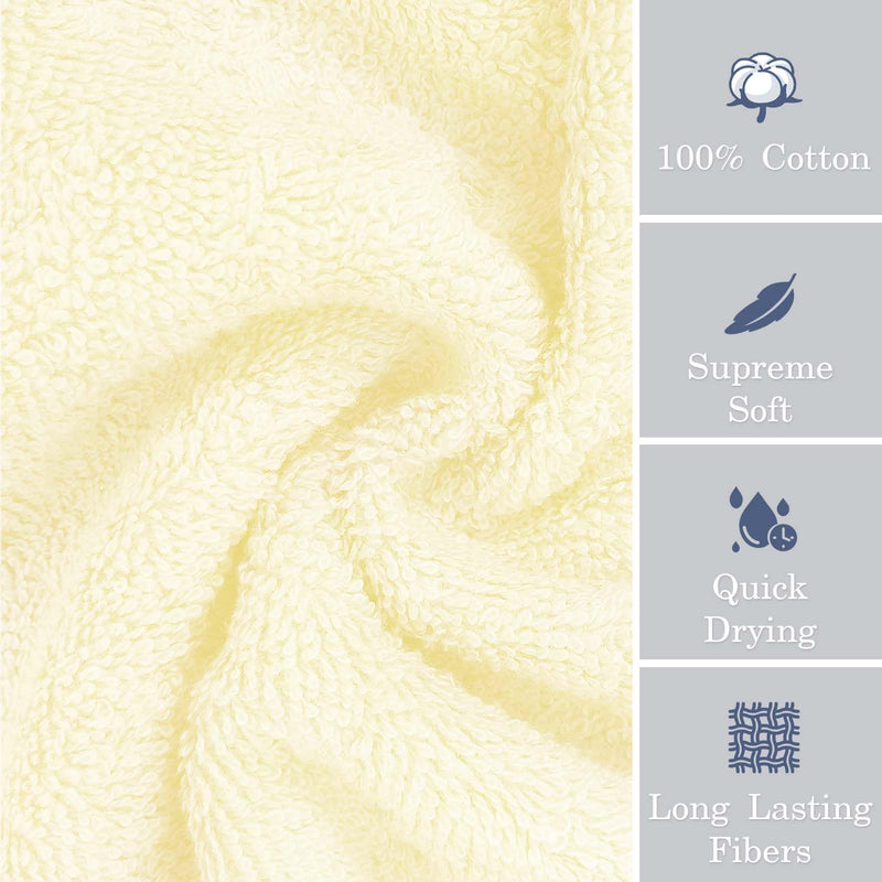 VOOVA & MOVAS Wash Cloths for Your Face and Body,4 Pack (13x13 Inches 650GSM),Yellow Washcloths - 4PC Yellow - BeesActive Australia