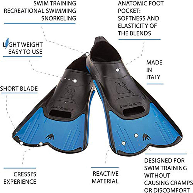 [AUSTRALIA] - Cressi Light Swimming Fins (Made in Italy) Blue 4/5 UK (37/38 EU) 