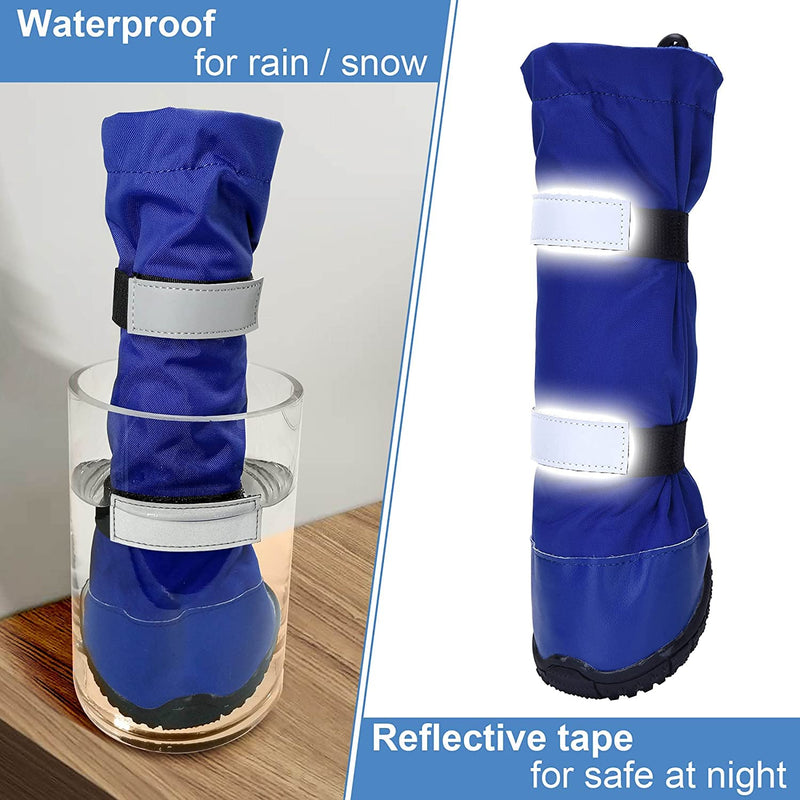 Hipaw Outdoor Dog Boots Winter Dog Shoes Nonslip for Snow Rain L ( Insole width: 2.76" ) Blue - BeesActive Australia