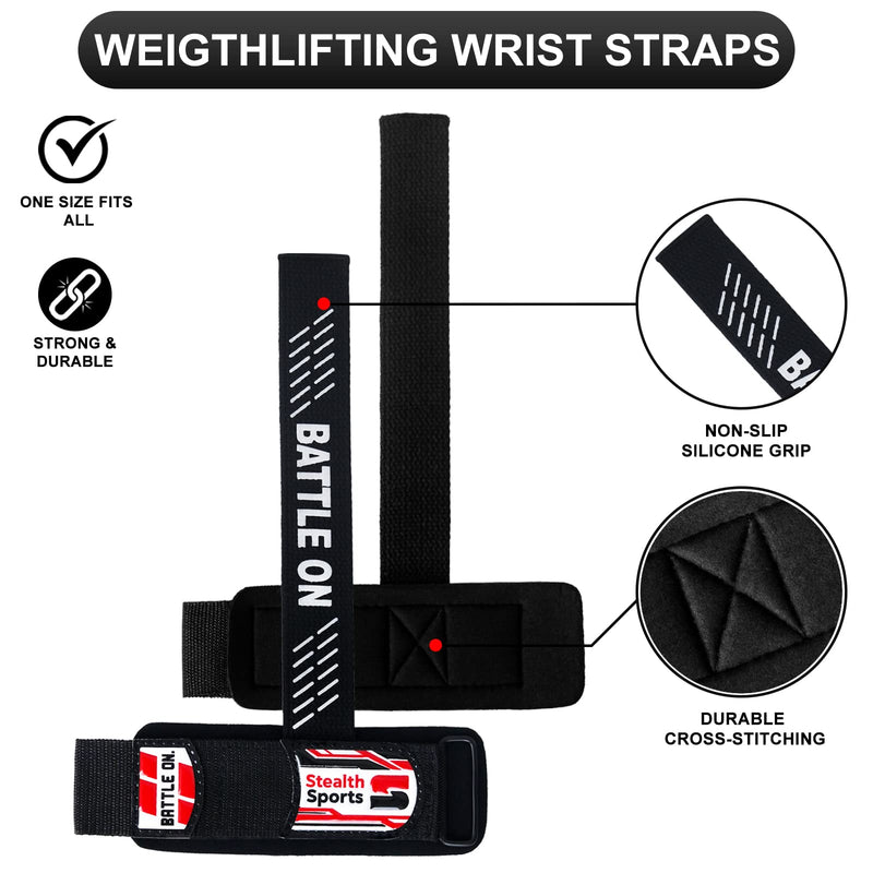 Stealth Sports Weight Lifting Straps – Wrist Wraps Straps for Weightlifting, Fitness, Powerlifting, Bodybuilding – Anti-Slip Deadlift Straps – Heavy-Duty Wrist Wraps with Neoprene Padding - BeesActive Australia