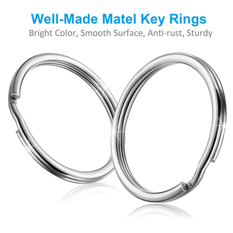 YHYZ Split Key Ring Circle Assorted, Round Keyring Durable 5 Sizes (1/2 inch, 3/4 inch,1 inch, 1.25 inch, 1.38 inch) Sliver Alloy Steel - BeesActive Australia