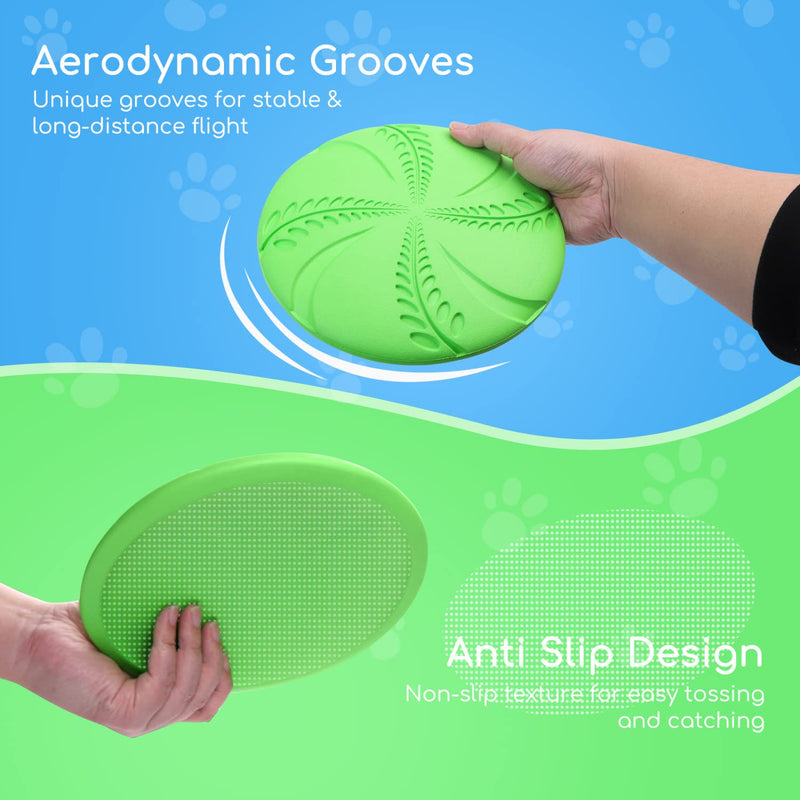 2 Pack Dog Flying Disc, Nobleza Flexible Floatable Dog Disc Toy for Long-Distance Flies and Floats, Lightweight Soft Flying Discs Toy for Small Medium Large Dogs to Fetch & Catch, Blue & Green - BeesActive Australia