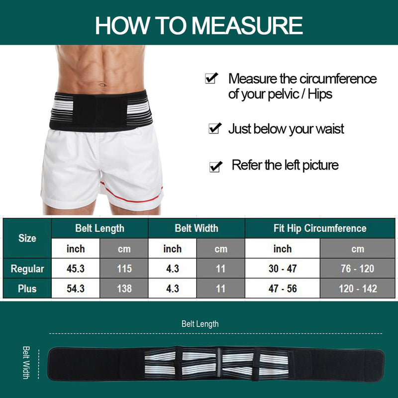 Sacroiliac Hip Belt for Men and Women - That Alleviates Sciatic, Lower Back Pain, Sacral Nerve Pain, Back Brace Provides SI Joint Pelvic Support Nerve Compression & Stability Brace-Triple Stretch Regular ( Hip Size 30"-47") - BeesActive Australia
