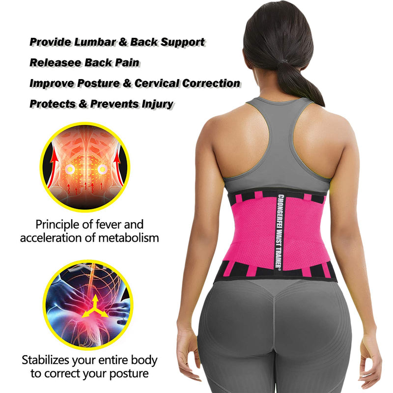 Waist Trainer Belt for Women Man - Waist Trimmer Weight Loss Ab Belt - Slimming Body Shaper Upgrade Fuchsia Medium - BeesActive Australia
