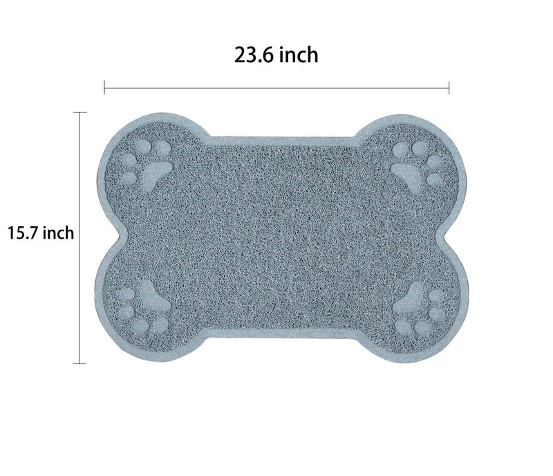 Petlike Pet Feeding Mat for Large Dogs and Cats, Non-Slip and Waterproof Large Dog Bowl Mat for Food and Water, Easy to Clean (Exclude Bowl) bone shape grey - BeesActive Australia