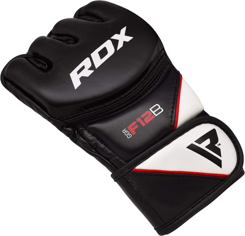 [AUSTRALIA] - RDX MMA Gloves for Grappling Martial Arts Training | D. Cut Palm Maya Hide Leather Sparring Mitts| Perfect for Cage Fighting, Combat Sports, Punching Bag, Muay Thai & Kickboxing Black Large 