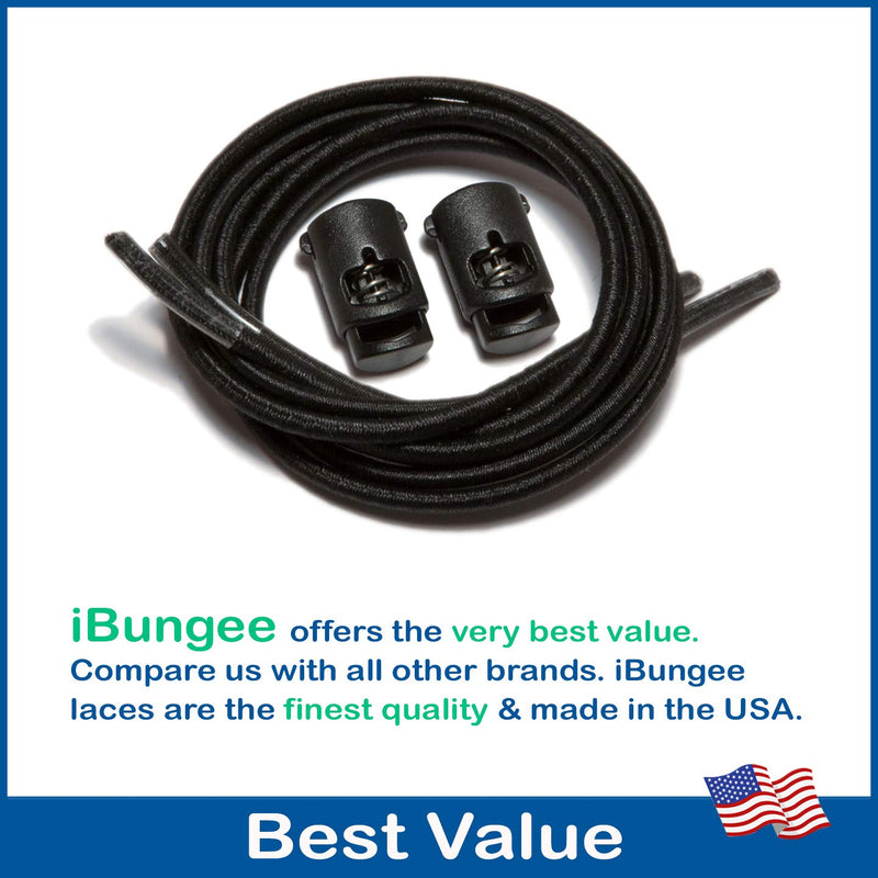 iBungee Laces (Elastic No Tie Shoelaces) (Made in the USA) 22-inch Black - BeesActive Australia