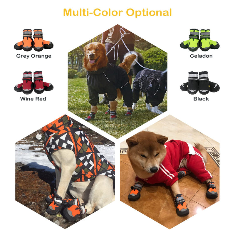 Dog Boots & Paw Protectors, Dog Booties for Hot Pavement, Dog Rain Boots, Dog Snow Winter Boots, Dog Shoes for Small Medium Large Dog Orange Size 1: Width 1.38'' ~1.57'' (Pack of 4) - BeesActive Australia