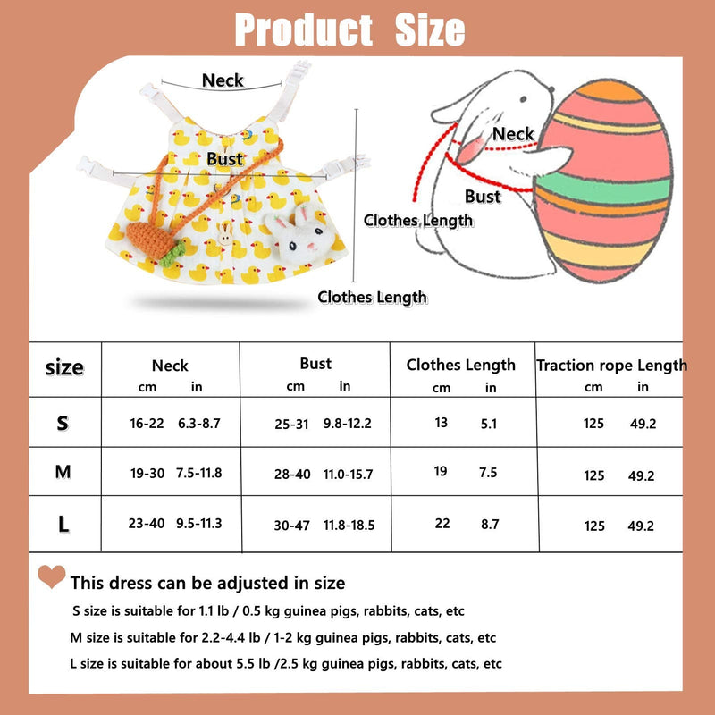 Guinea Pig Clothes,Soft Bunny Ferret Clothes with Pet Rabbit Harness and Leash Mini Hat Bag Cute Brooch for Kitten Small Animal Collars DuckYellow - BeesActive Australia