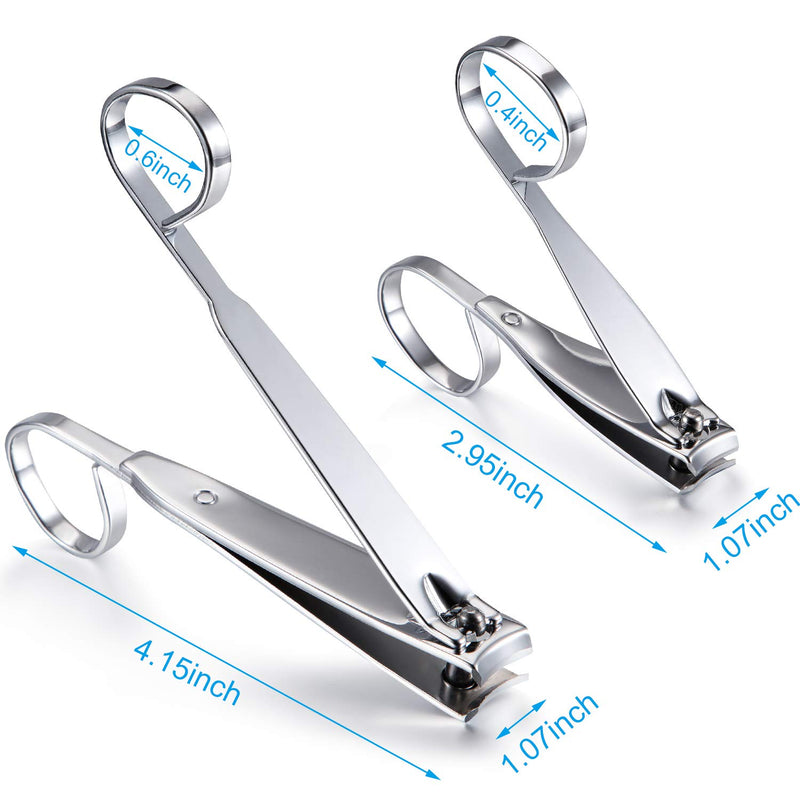 4 Packs EZ Grip Nail Clipper 360-Degree Rotating Head Scissor Grip Toenail Clippers Stainless Steel Edge Fingernail Clipper Set, Large and Small (Easy Grip Style) - BeesActive Australia
