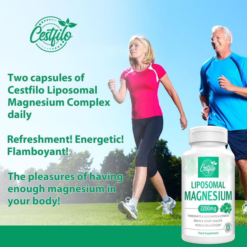 Cestfilo Liposomal Magnesium Complex 2200mg-Liposomal Complex High Potency Magnesium Threonate, Magnesium Glycinate, Magnesium Citrate, Powerful Supplement, Gluten Free, 60 softgels. 60 Softgels(pack of 1) - BeesActive Australia