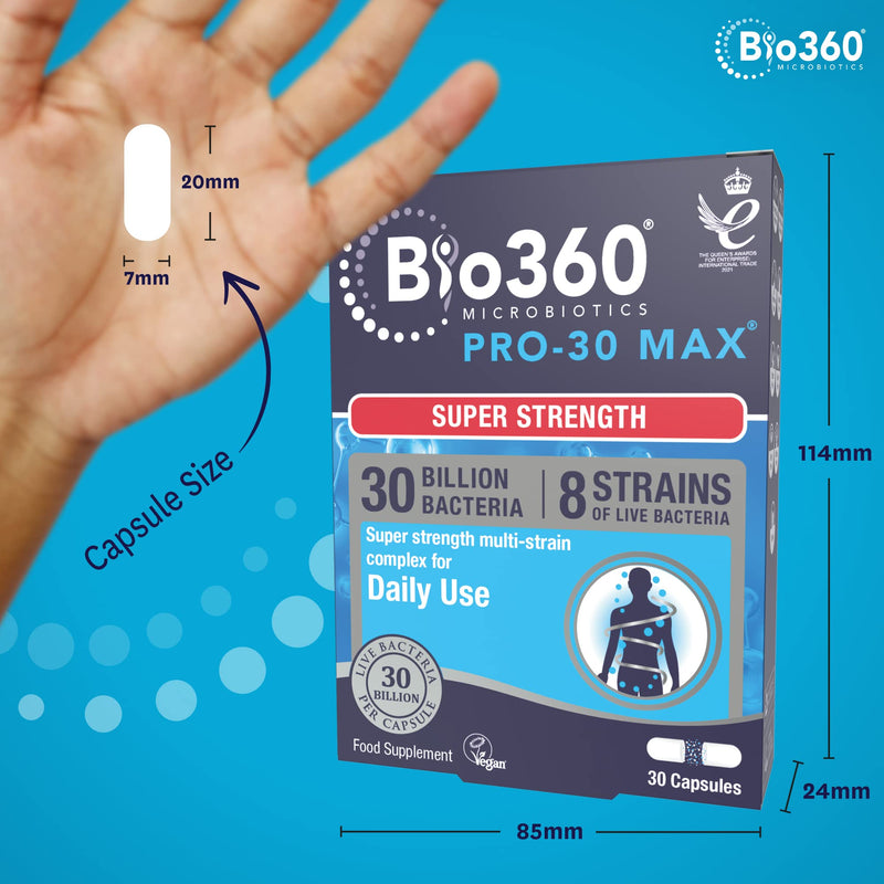 Natures Aid Bio360 Pro-30 MAX (30 Billion Bacteria), from Natures Aid, 30 Capsules Bio360 Pro-30 MAX 30 Capsules - BeesActive Australia