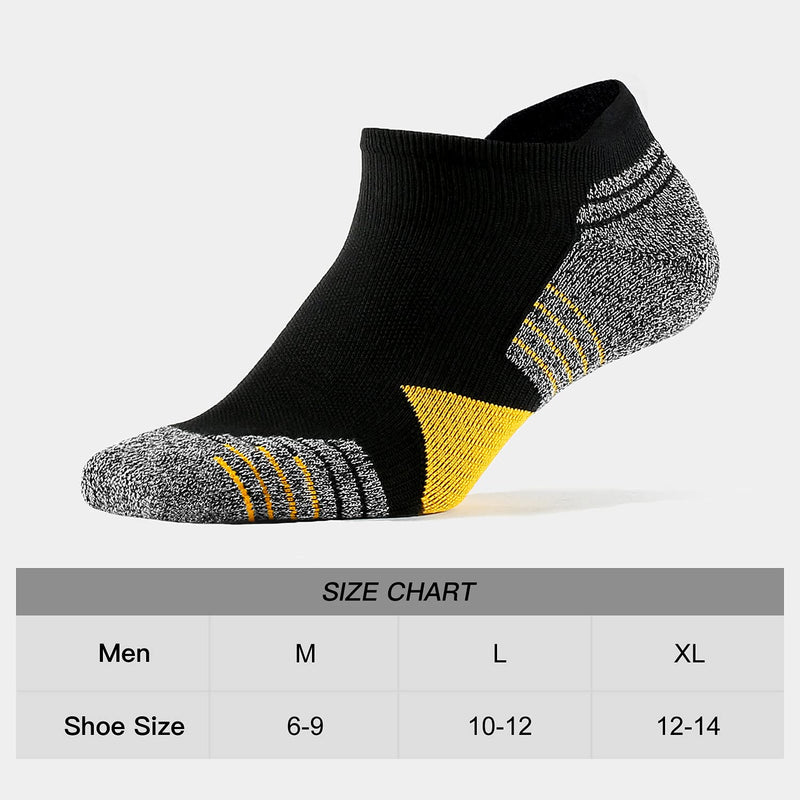 WANDER Men's Athletic Running Socks 7 Pairs Thick Cushion Ankle Socks for Men Sport Low Cut Socks 6-9/10-12/12-14 7 Pairs Black Yellow Medium - BeesActive Australia