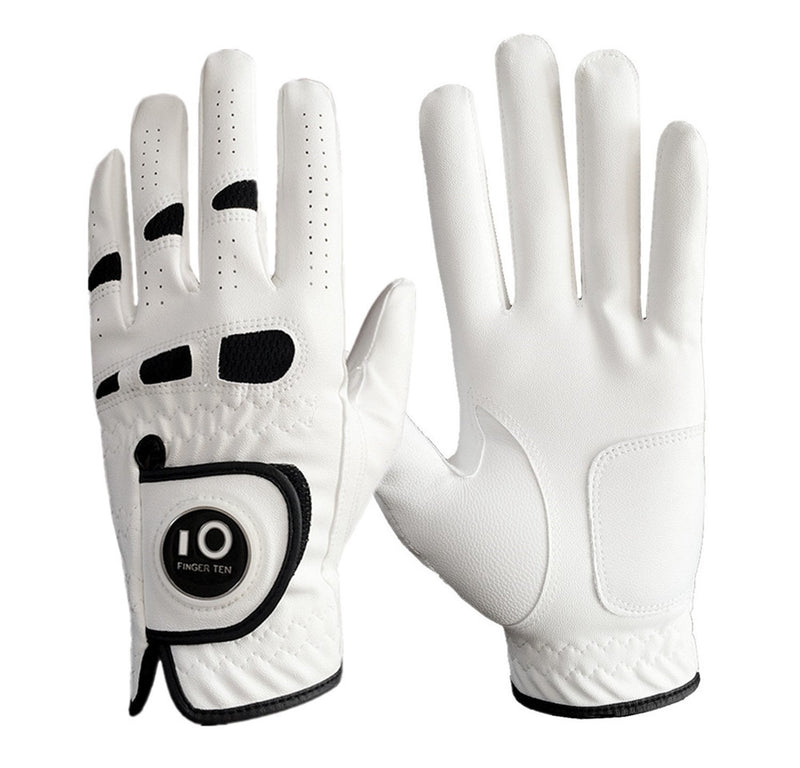 Men’s Golf Glove Left Hand Right with Ball Marker Value 2 Pack, Weathersof Grip Soft Comfortable, Fit Size Small Medium ML Large XL, by Finger Ten Cadet S - BeesActive Australia