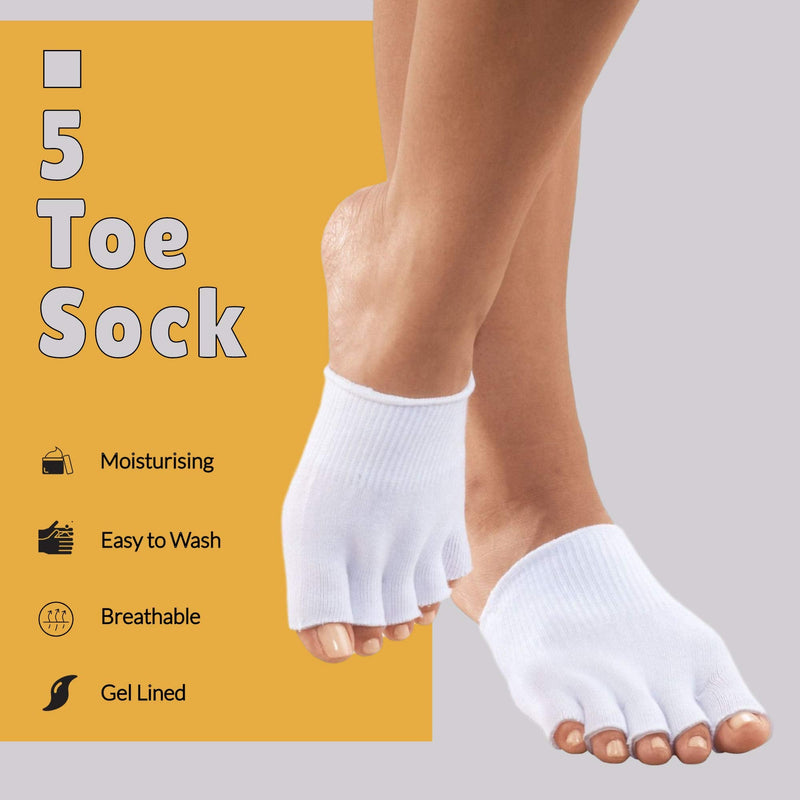 Medipaq® GEL Open Five Toe Socks - Cushion Your Feet - Moisturising to Avoid Dry Skin - Heal Athlete's Foot by Separating Toes 1x Pair - Beige - BeesActive Australia