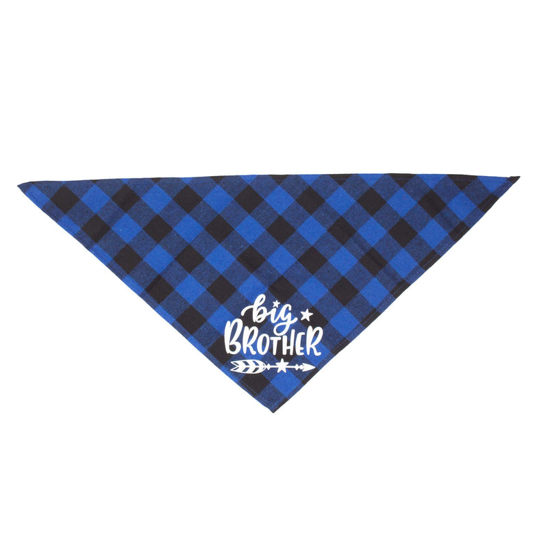 ADOGGYGO 2 Pack Big Sister Brother Dog Bandana Buffalo Plaid Triangle Dog Scarf Pregnancy Announcement Bandana for Small Medium Large Dogs Pets Red & Blue - BeesActive Australia
