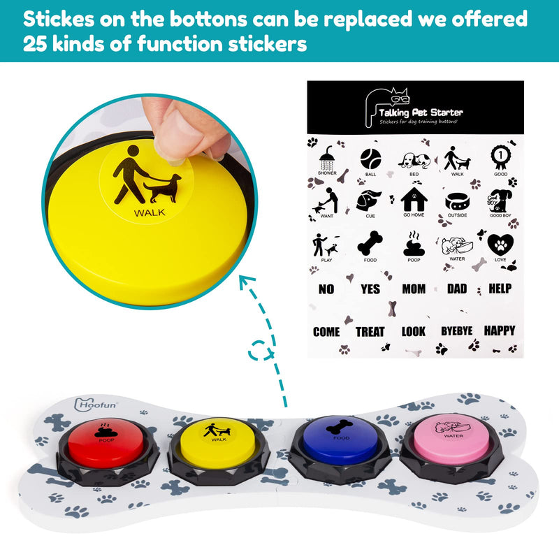 Dog Buttons for Communication: 4 Piece Set Recordable Buttons for Dogs Press to Communicate, Help Your Dog Talking, Cat Buttons for Communication, Fluent pet Buttons for Dogs AY2 - BeesActive Australia