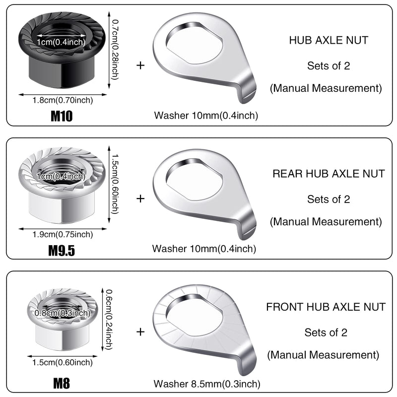 12 Pcs Bike Wheel Axle Nut and Safety Washer Kit 3 Sizes Bicycle Hub Flanged Hardware Nuts Steel Flange Nuts Wheel Retaining Bicycle Hook Hub Parts for Front and Rear Bike Wheel Mountain Road - BeesActive Australia
