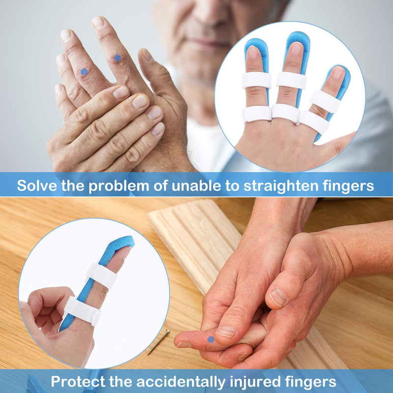 10 Pieces Finger Splint Metal Finger Support Finger Knuckle Immobilization with Soft Foam Inner Band and Protective Vent for Adults and Children, 3 Sizes (Blue) 10 Piece Set Blue - BeesActive Australia