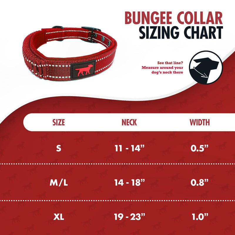 Tuff Pupper Heavy Duty Dog Collar with Handle | Ballistic Nylon Heavy Duty Collar | Padded Reflective Dog Collar with Adjustable Stainless Steel Hardware | Convenient Sizing for All Breeds Medium/Large (14 - 18" Neck) March Red - BeesActive Australia