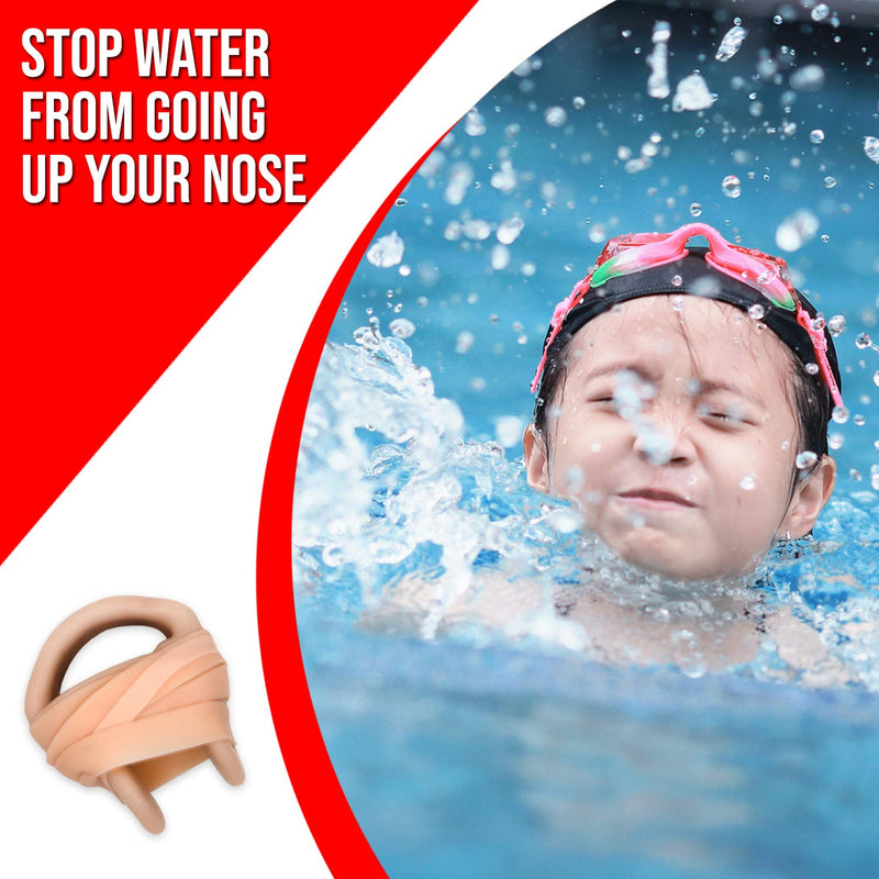 Splaqua Swimming Nose Clip with String - Comfortable Soft Latex Plugs for Kids and Adults - Neutral Beige 2 Pack - BeesActive Australia