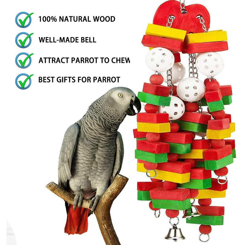 MQ Bird Parrot Toys with Nature Wood Bird Chewing Toys for Medium and Large Birds, Best Toys for African Grey, Parakeets, Amazon Parrots, Finch, Budgie, Cockatiels, Conures and Love Birds. Wooden Apple - BeesActive Australia