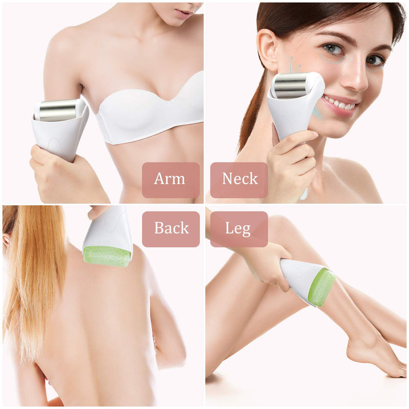 3 Pieces Ice Face Roller Set Include 2 Pieces Stainless Steel Face Roller Massager Ice Skin Roller Body Massager Roller Steel Wheel with 1 Piece ABS Wheel Roller Good Gift for Women and Mother, 2 Size - BeesActive Australia