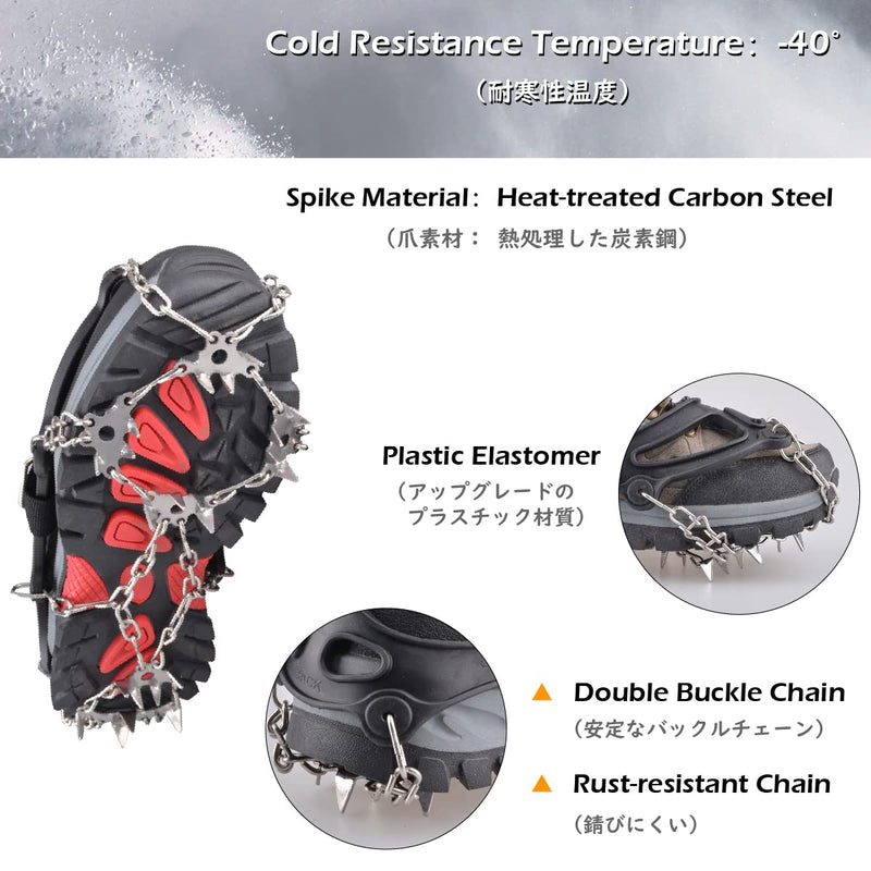 TRIWONDER Ice Cleats Crampons Traction Snow Grips Ice Grippers for Boots Shoes Women Men Kids Anti Slip 18 24 Stainless Steel Spikes Safe Protect for Hiking Fishing Walking Climbing Mountaineering Black - 24 Spikes Medium - BeesActive Australia