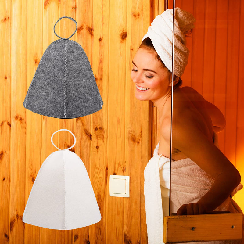 NAUZE 2Pcs Sauna Hair Felt Hat Sauna Accessories Shower Cap Hair Production Thermal Insulation Cap A Hat Used in The Sauna (Gray) Gray - BeesActive Australia