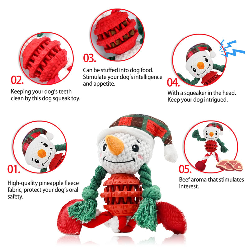 Chichome Dog Toys Squeaker Christmas Dog Toys Stuffed Dog Plush Toy Gift for Large Medium Small Dogs Snowman Squeaky Toys for Dogs Interactive Durable Dog Chew Toys for Dogs - BeesActive Australia