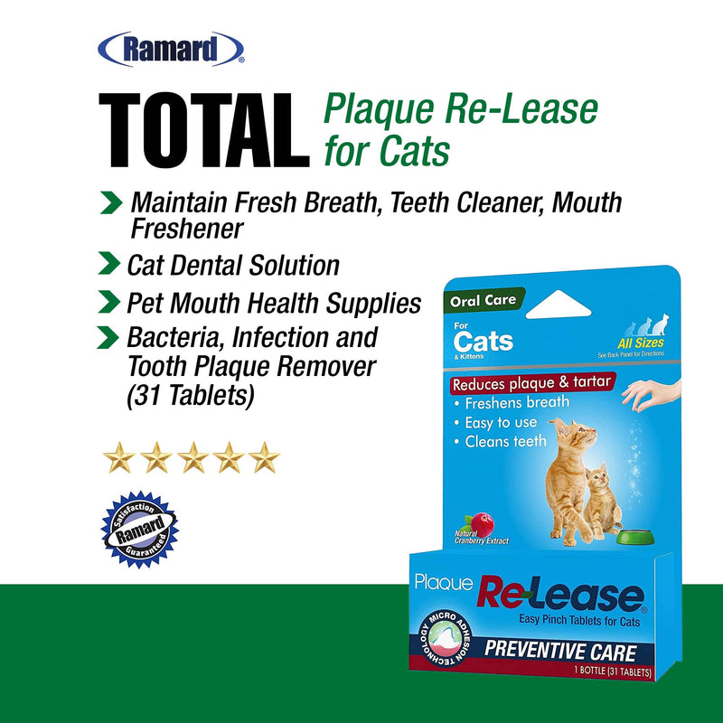 Ramard Plaque Re-Lease for Cats - Cat Breath Freshener - Teeth Cleaner for Fresh Breath - Mouth Freshener Cat Dental Treat Solution - Pet Health Supplies - Infection & Tooth Plaque Remover - BeesActive Australia