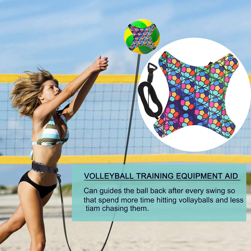 VINTEAM Volleyball Training Equipment Aid, Volleyball Serve Trainer Solo Practice Trainer Kit for Serving, Setting, Spiking & Arm Swing Colorful With Volleyball Setting Straps - BeesActive Australia