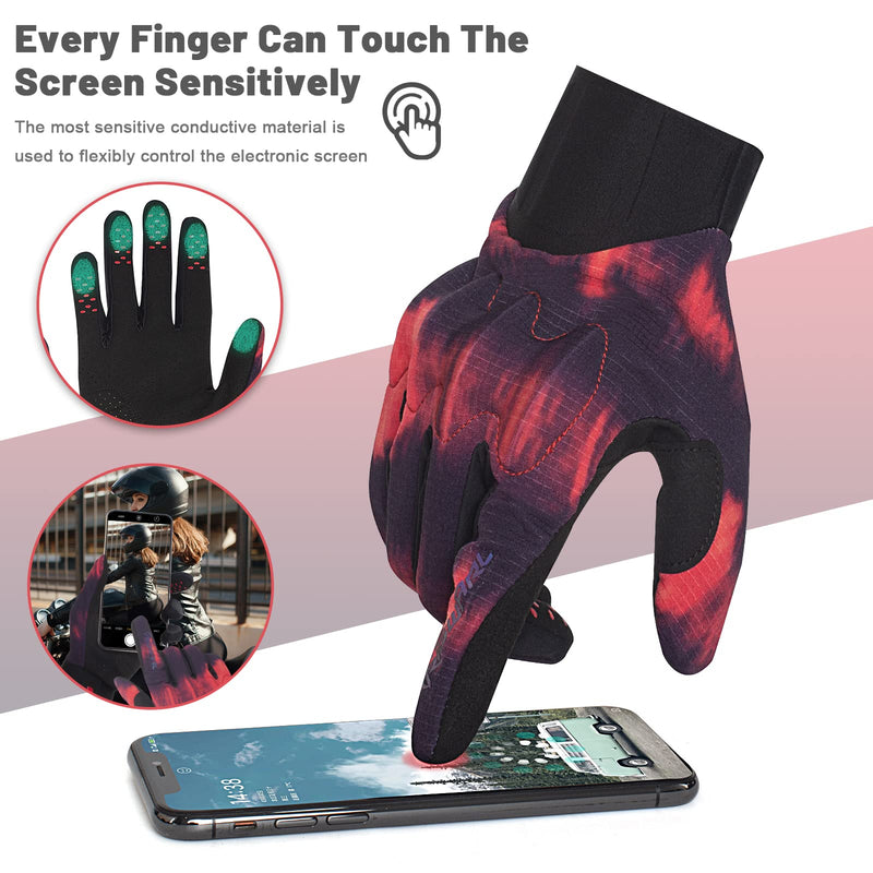 RIGWARL Motorcycle Gloves for Men with Advanced Protection Materials, Hard Knuckles Driving Gloves Full Finger Touchscreen, Women Riding Gloves Motorcycle Summer Breathable Mesh Red Large - BeesActive Australia