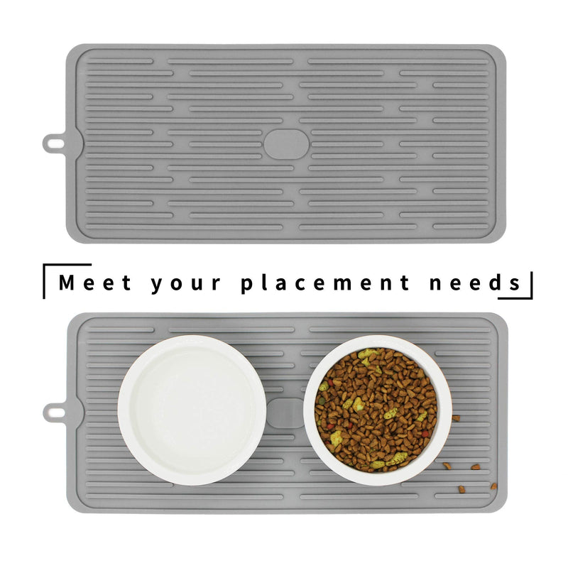 Ptlom Pet Placemat for Dog and Cat, Mat for Prevent Food and Water Overflow, Suitable for Medium and Small Pet 18" * 8" Grey - BeesActive Australia
