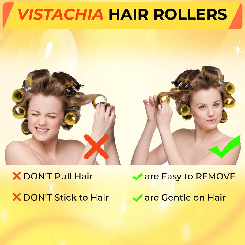 Large Hair Rollers with Clips - Self Grip Jumbo/Big Curlers Rollers for Hair Volume, 18 Pack, 3 Sizes (6 Pcs Each) with 12 Hair Roller Clips - BeesActive Australia